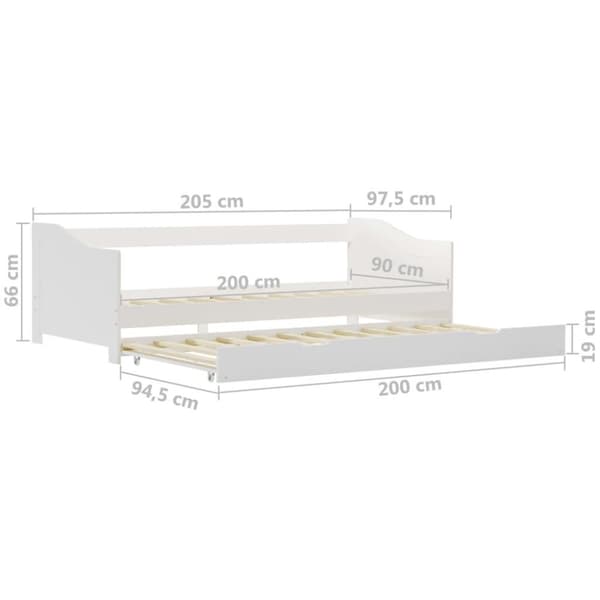 vidaXL Bäddsoffa ram utan madrass vit furu 90x200 cm