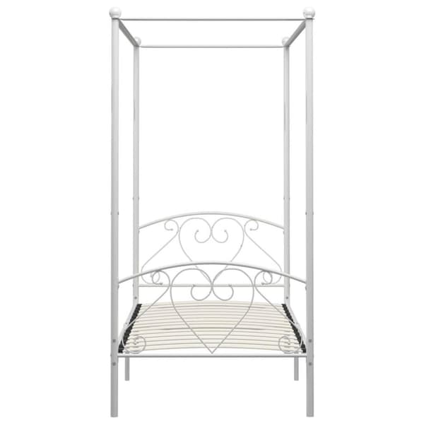 vidaXL sengestel til himmelseng 100 x 200 cm metal hvid change1