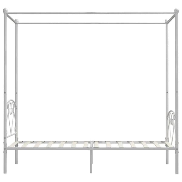 vidaXL sengestel til himmelseng 100 x 200 cm metal hvid change1