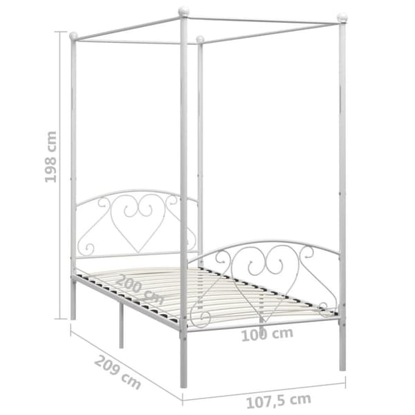 vidaXL sengestel til himmelseng 100 x 200 cm metal hvid change1