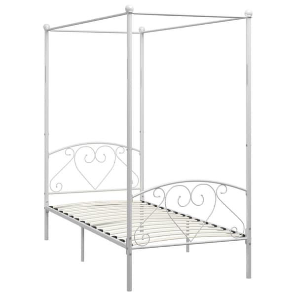 vidaXL sengestel til himmelseng 100 x 200 cm metal hvid change1