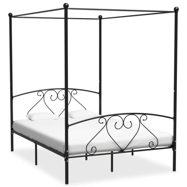 vidaXL sengestel til himmelseng 160 x 200 cm metal sort change1