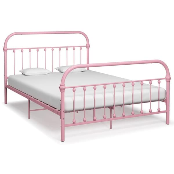 vidaXL Sängram rosa metall 120x200 cm