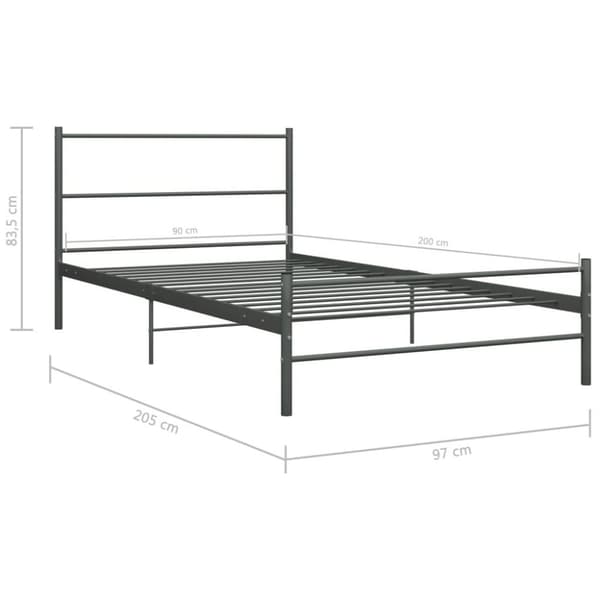 vidaXL Seng/Sengeramme grå metall 90x200 cm change1