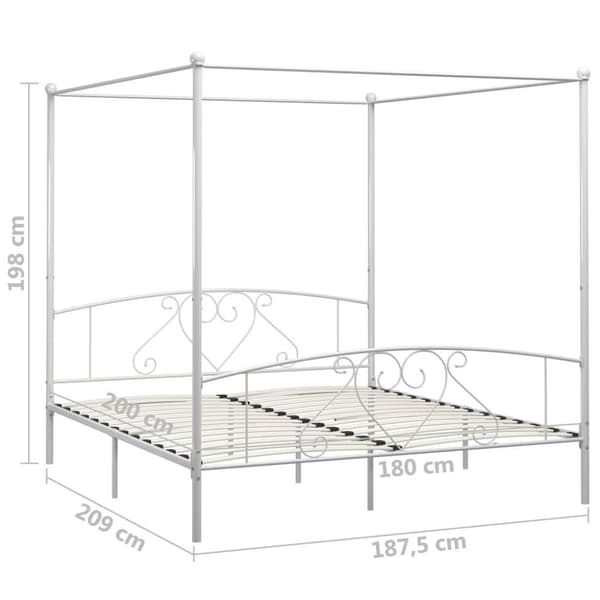 vidaXL Himmelsengeramme hvit metall 180x200 cm change1
