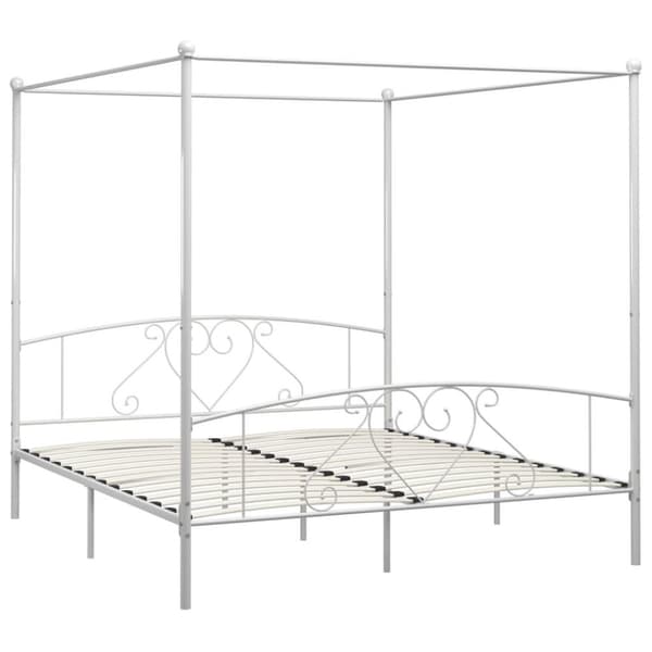 vidaXL Himmelsengeramme hvit metall 180x200 cm change1
