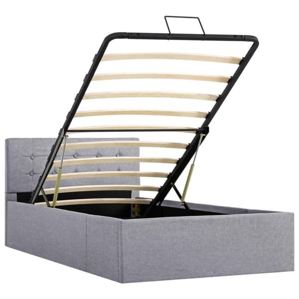 vidaXL hydraulisk opbevaringsseng 90 x 200 stof lysegrå
