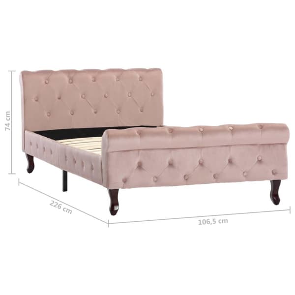 vidaXL sengestel 100x200 cm fløjl pink change1