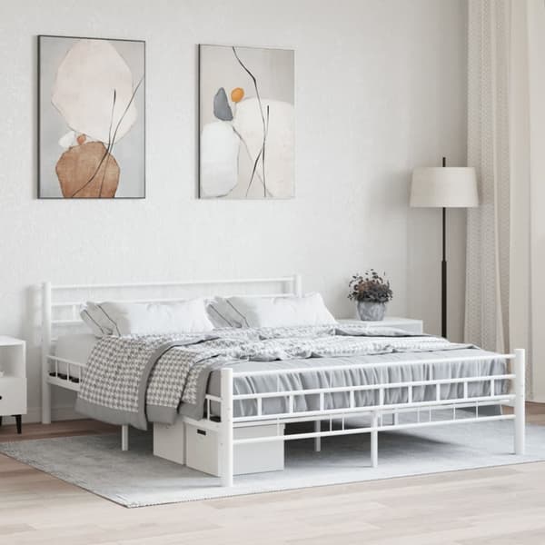 vidaXL sengestel 160 x 200 cm metal hvid change1