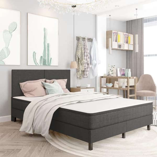 vidaXL sengestel til boxmadras 180x200 cm stof grå change1