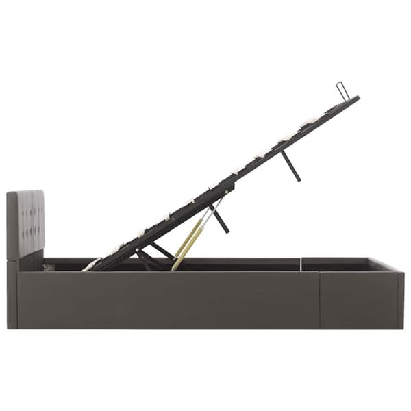 vidaXL Sängram hydraulisk förvaring grå konstläder 120x200 cm