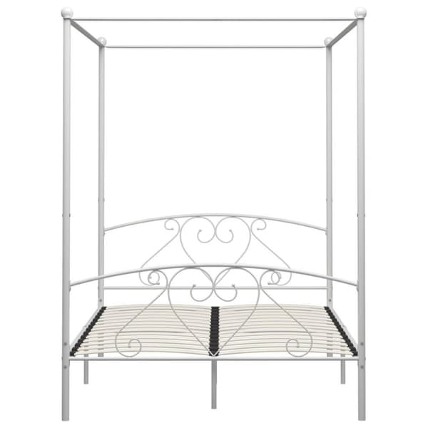 vidaXL sengestel til himmelseng 160 x 200 cm metal hvid change1