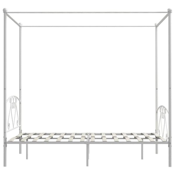 vidaXL sengestel til himmelseng 160 x 200 cm metal hvid change1