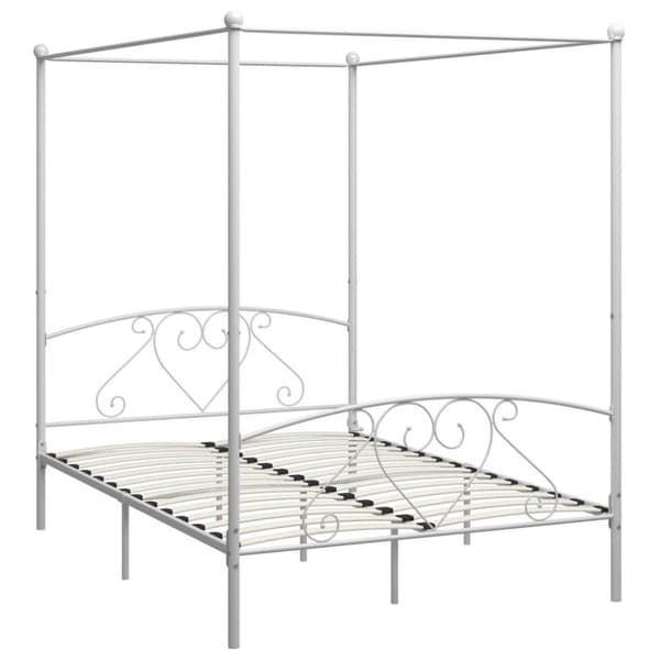 vidaXL sengestel til himmelseng 160 x 200 cm metal hvid change1