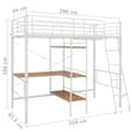 Pikkukuva 7 / 7: vidaXL Kerrossänky pöydän rungolla valkoinen metalli 90x200 cm