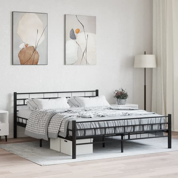 vidaXL Seng/Sengeramme svart stål 160x200 cm change1