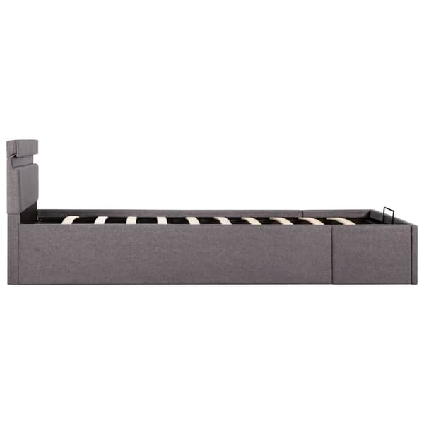 vidaXL hydraulisk opbevaringsseng med LED 100 x 200 stof gråbrun