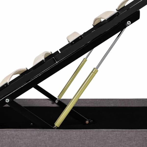 vidaXL hydraulisk opbevaringsseng med LED 100 x 200 stof gråbrun