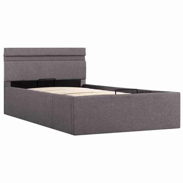 vidaXL hydraulisk opbevaringsseng med LED 100 x 200 stof gråbrun