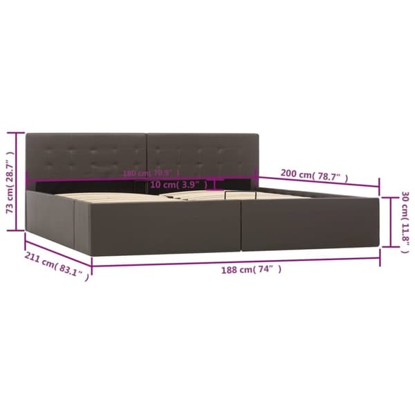 vidaXL sengeramme uden madras med hydraulisk opbevaring 180x200cm grå