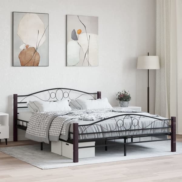 vidaXL sengestel sort metal 160 x 200 cm change1
