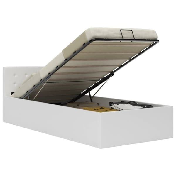 vidaXL hydraulisk opbevaringsseng 100 x 200 cm kunstlæder hvid