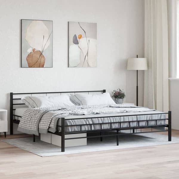 vidaXL Sängynrunko/sänky musta teräs 180x200 cm