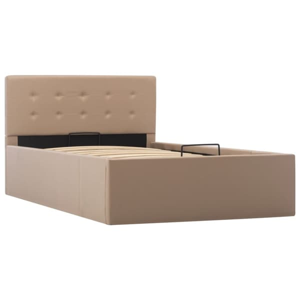 vidaXL hydraulisk opbevaringsseng 90 x 200 cm kunstlæder cappuccino