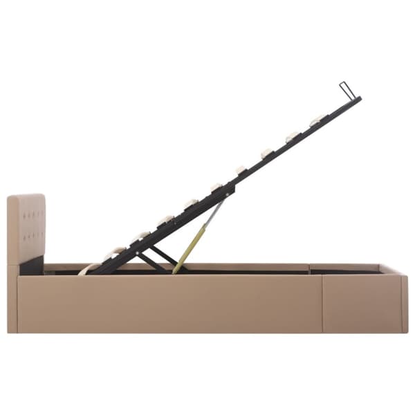 vidaXL hydraulisk opbevaringsseng 90 x 200 cm kunstlæder cappuccino