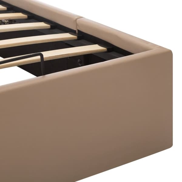vidaXL hydraulisk opbevaringsseng 90 x 200 cm kunstlæder cappuccino