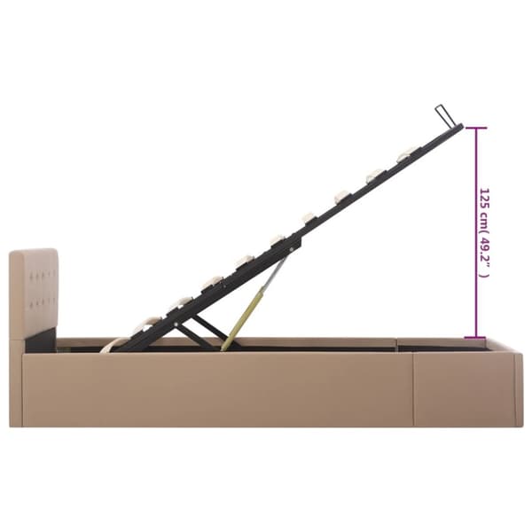 vidaXL hydraulisk opbevaringsseng 90 x 200 cm kunstlæder cappuccino