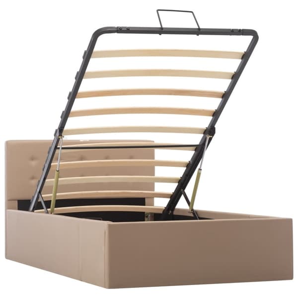 vidaXL hydraulisk opbevaringsseng 90 x 200 cm kunstlæder cappuccino