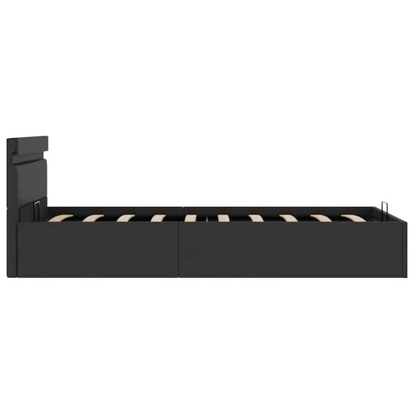 vidaXL hydraulisk opbevaringsseng med LED 100x200 cm kunstlæder sort