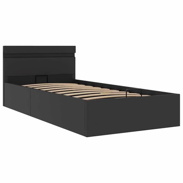 vidaXL hydraulisk opbevaringsseng med LED 100x200 cm kunstlæder sort
