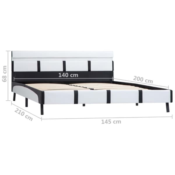 vidaXL sengestel med LED 140x200 cm kunstlæder sort og hvid change1