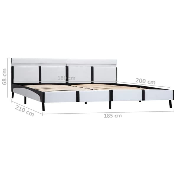 vidaXL Sängram med LED vit konstläder 180x200 cm