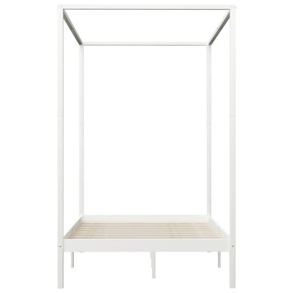 vidaXL Sängram himmelsäng vit massiv furu 140x200 cm