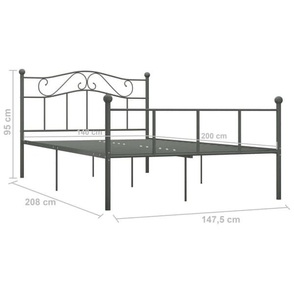 vidaXL sengestel 140x200 cm metal grå change1
