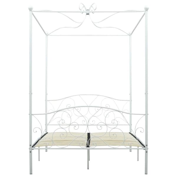 vidaXL sengestel til himmelseng 140 x 200 cm metal hvid change1