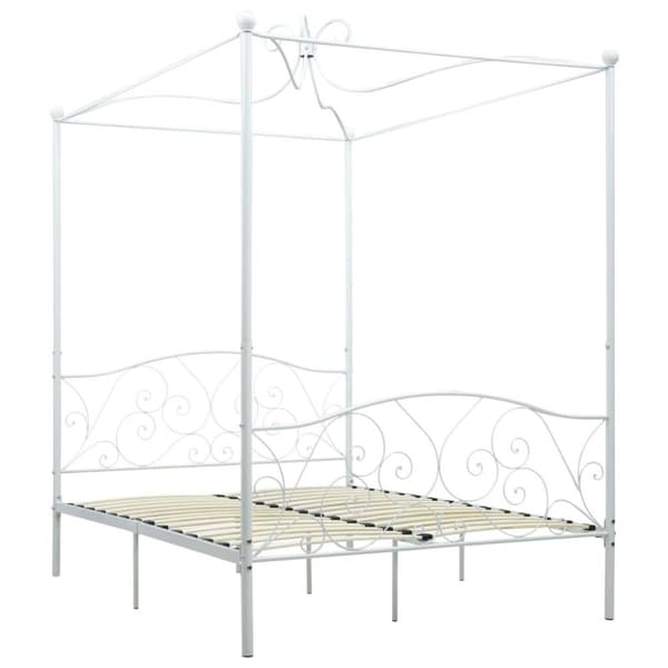 vidaXL sengestel til himmelseng 140 x 200 cm metal hvid change1