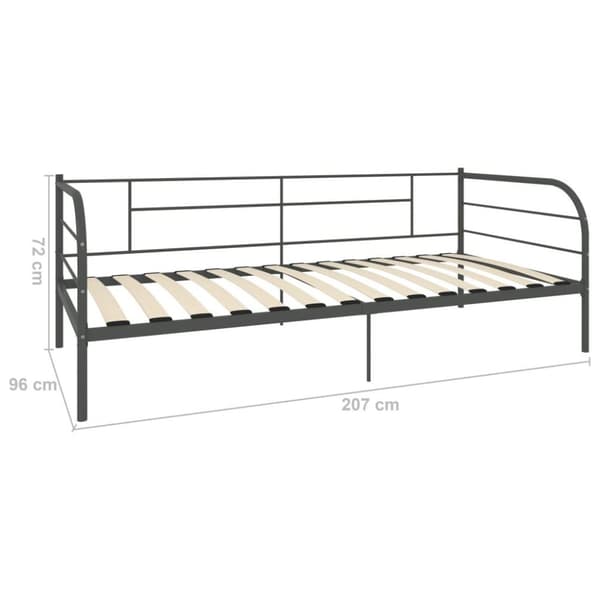 vidaXL Päivävuoteenrunko harmaa metalli 90x200 cm