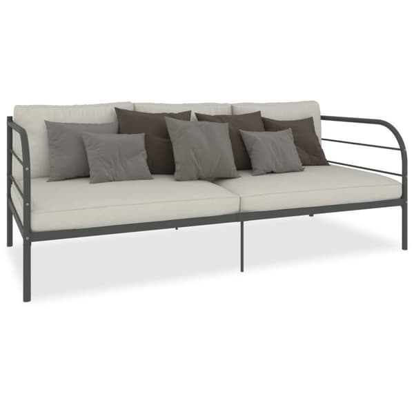 vidaXL Päivävuoteenrunko harmaa metalli 90x200 cm