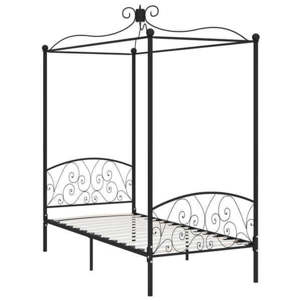vidaXL sengestel til himmelseng 90 x 200 cm metal sort change1