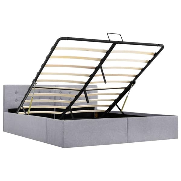 vidaXL hydraulisk opbevaringsseng 140 x 200 stof lysegrå