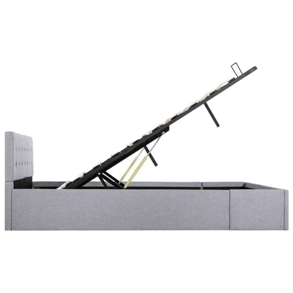 vidaXL hydraulisk opbevaringsseng 140 x 200 stof lysegrå