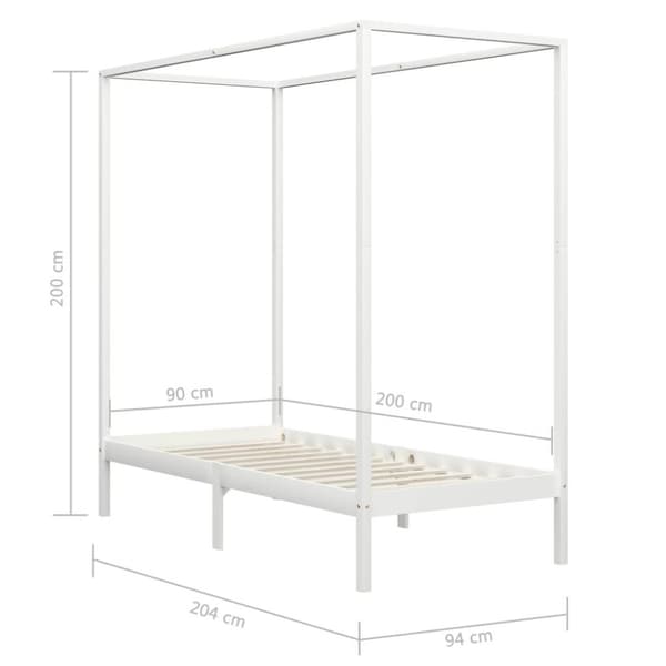 vidaXL Himmelsengeramme heltre furu hvit 90x200 cm change1