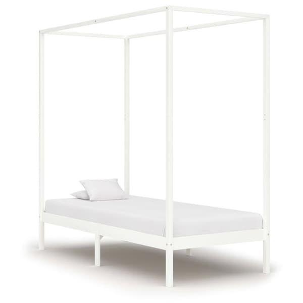 vidaXL Himmelsengeramme heltre furu hvit 90x200 cm change1