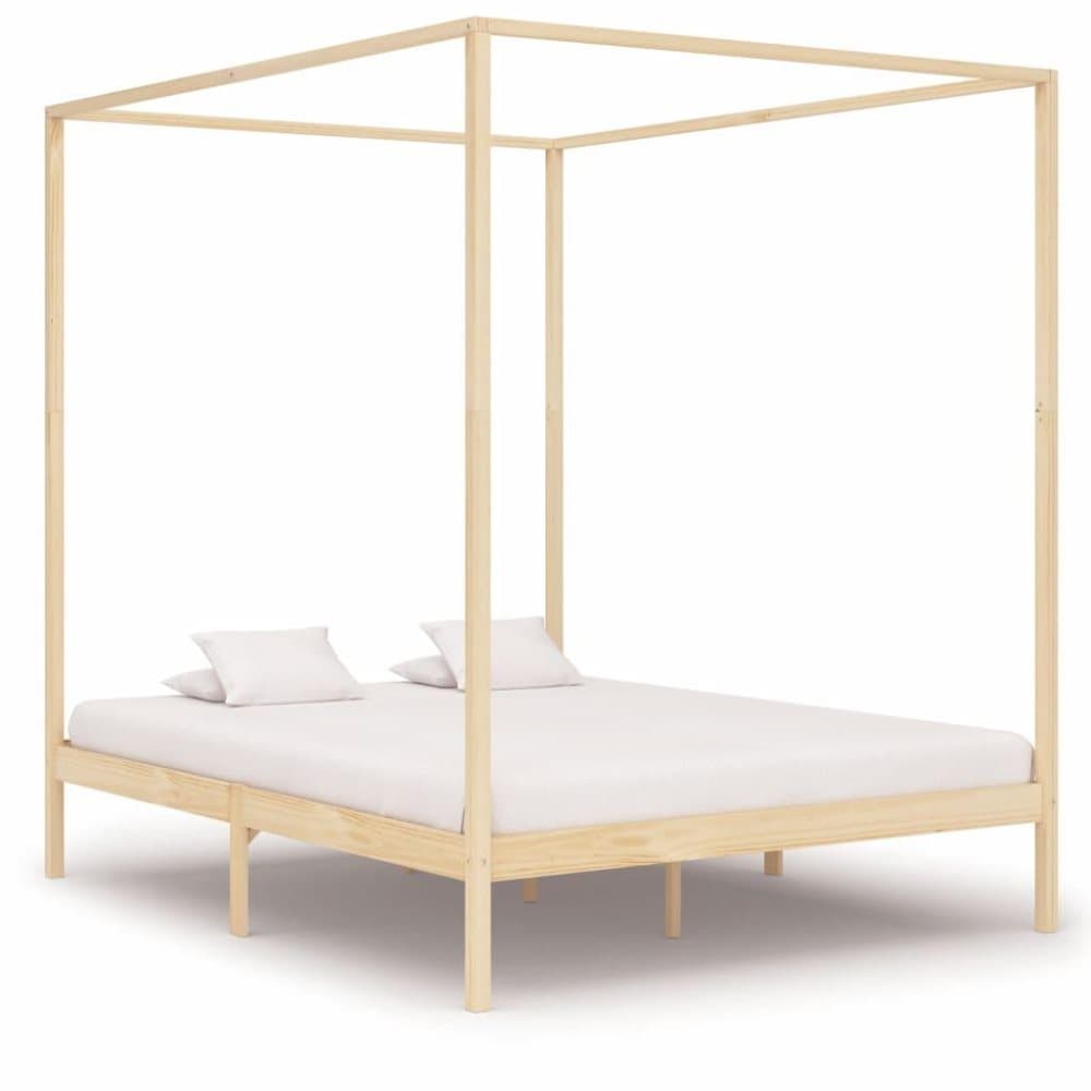 vidaXL Sängram sänghimmel massiv furu 180x200 cm