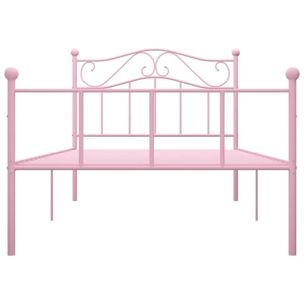 vidaXL Sängynrunko/sänky pinkki metalli 90x200 cm