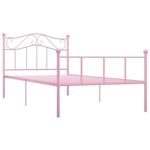 vidaXL Sängynrunko/sänky pinkki metalli 90x200 cm
